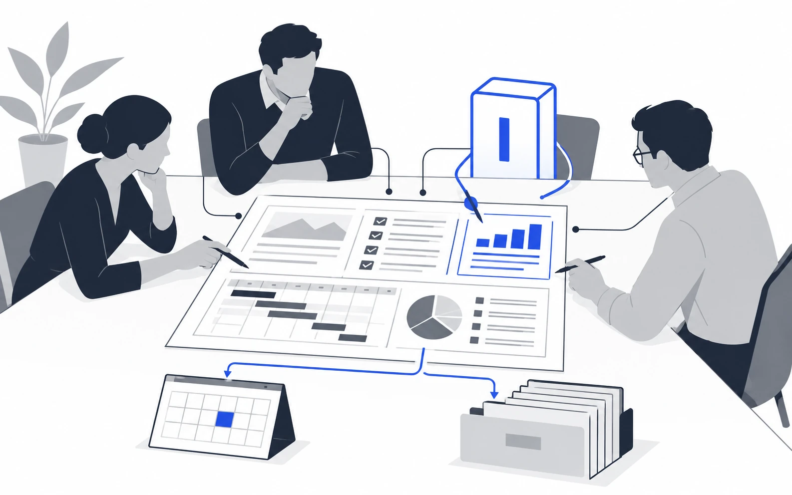 AI contributing to a shared task alongside company staff