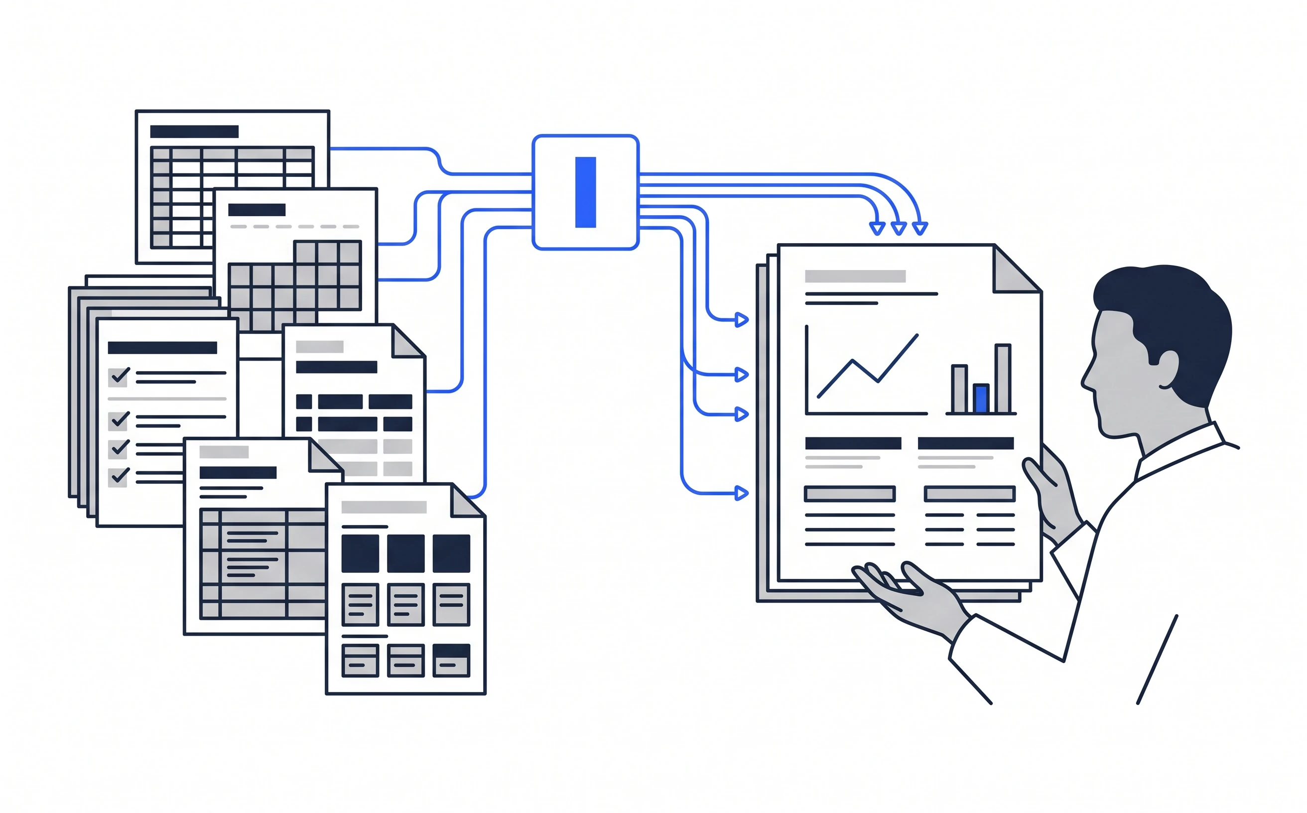 Business records summarized into a report for an owner